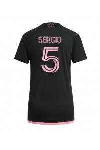 Inter Miami Sergio Busquets #5 Jalkapallovaatteet Naisten Vieraspaita 2023-24 Lyhythihainen